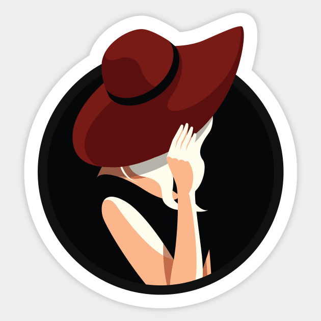 Lady in Red Hat Sticker by lanaxxart